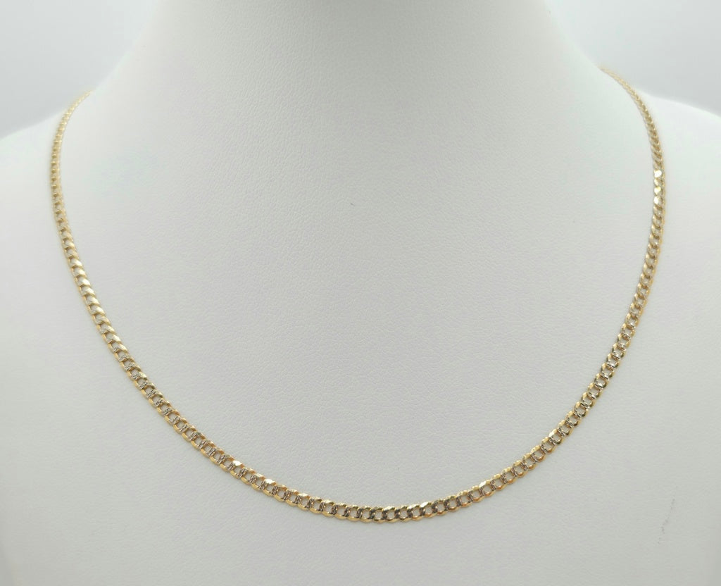 10KT TWO TONE CUBAN CURB FLAT CHAIN Size 20INCH 4MM Weight 6.6GR