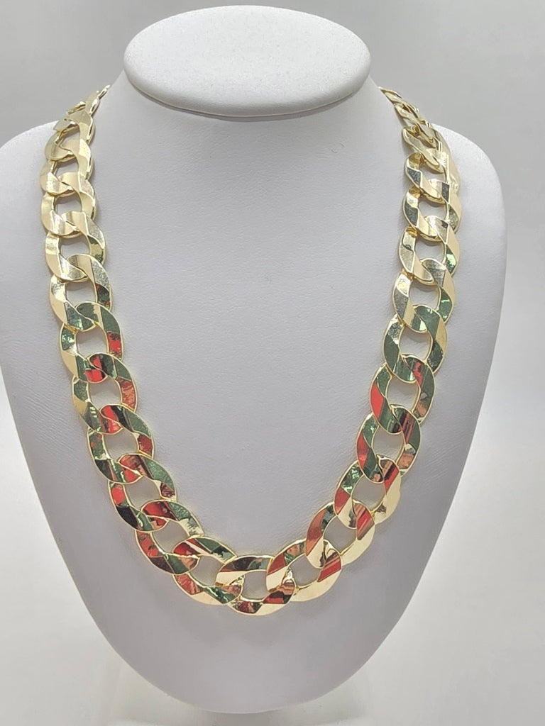 10KT SOLID CUBAN CURB FLAT CHAIN Size 12MM 24IN Weigth 47