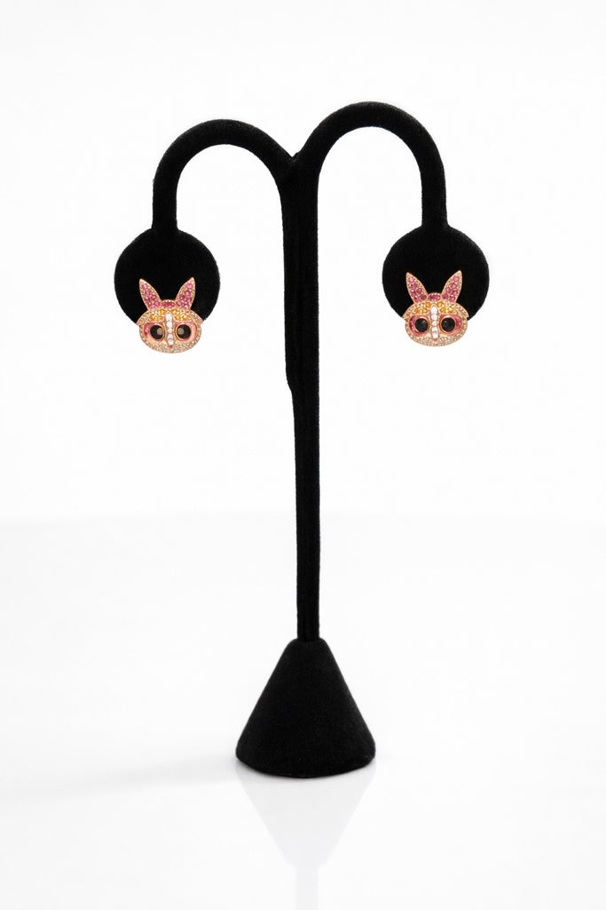 10KT POWERPUFF GIRLS CZ DETAIL EARRINGS Weight 2.1GR
