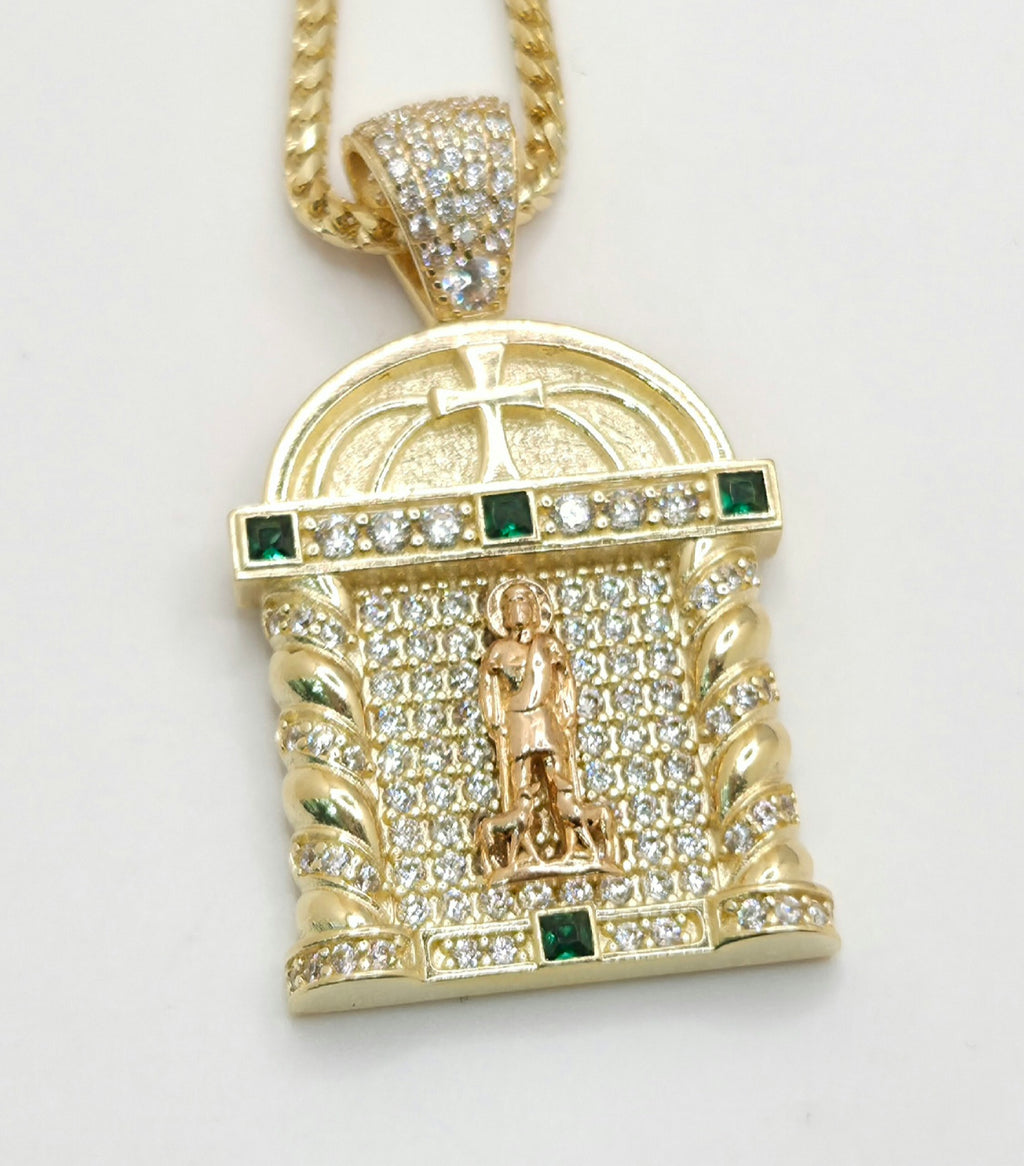 14KT CZ HOUSE STYLE SAN LAZARO PENDANT Weight 9.4GR