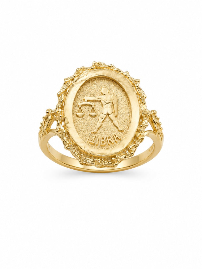 14KT SOLID LIBRA ZODIAC RING Size 7.5 Weigth 3.9GR