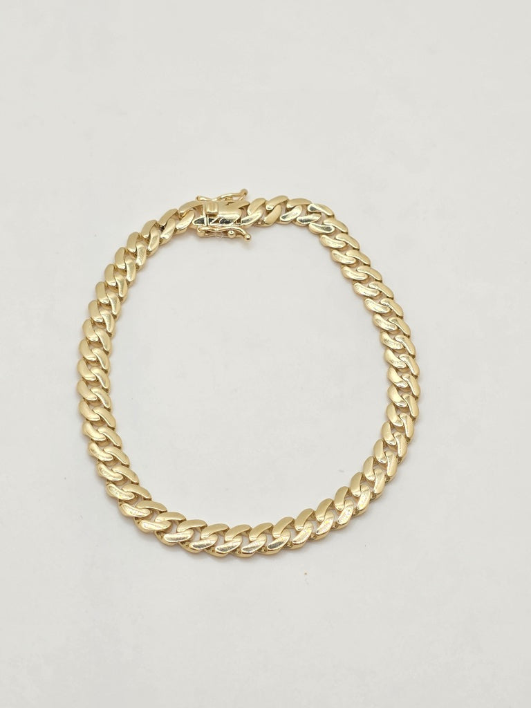 10KT HOLLOW MIAMI CUBAN BRACELET Size 8INCH 6MM Weight 9.5GR