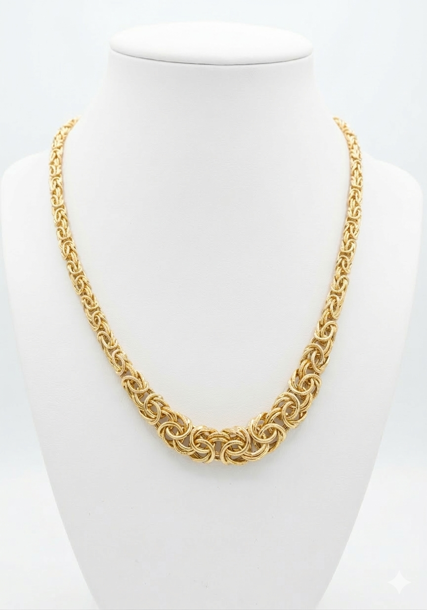 10KT DEGRADING BYZANTINE NECKLACE Size 18INCH  Weigth 12.8GR