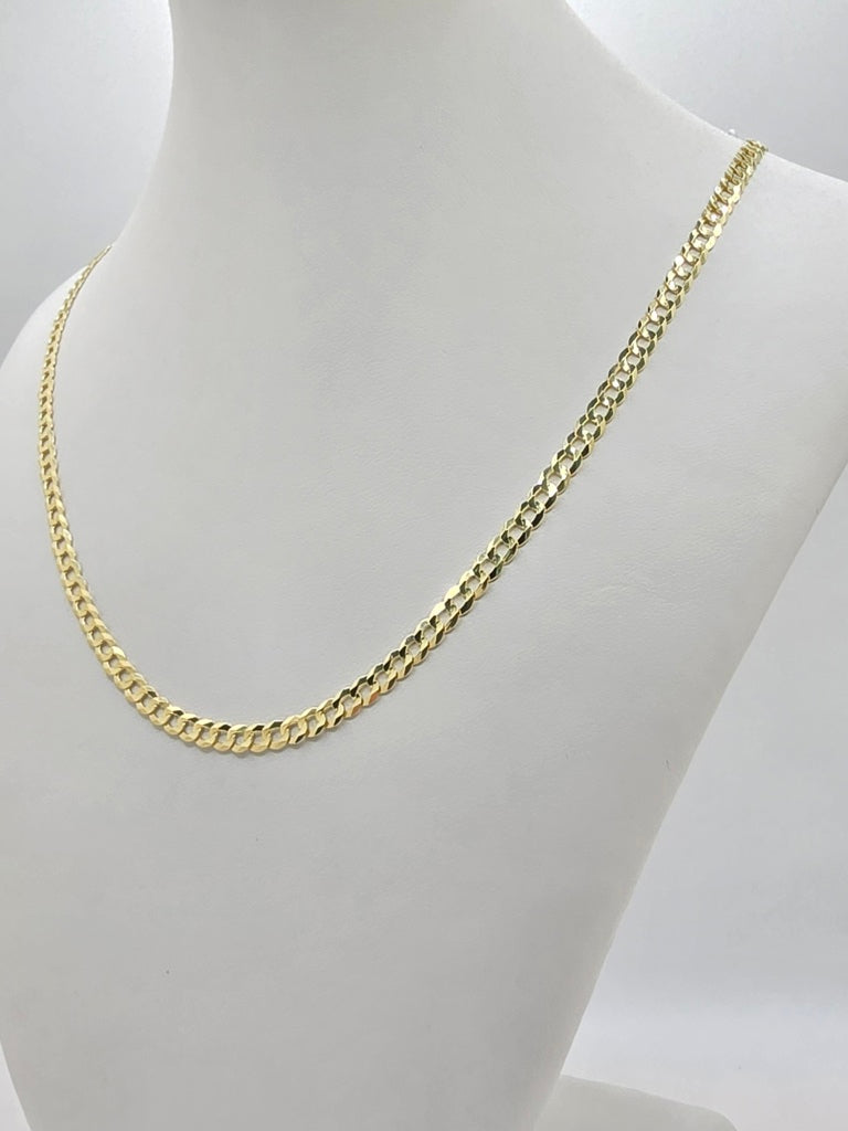10KT SPECIAL OFFER SOLID CUBAN CURB FLAT CHAIN Size 24INCH 4MM Weight 7.7GR