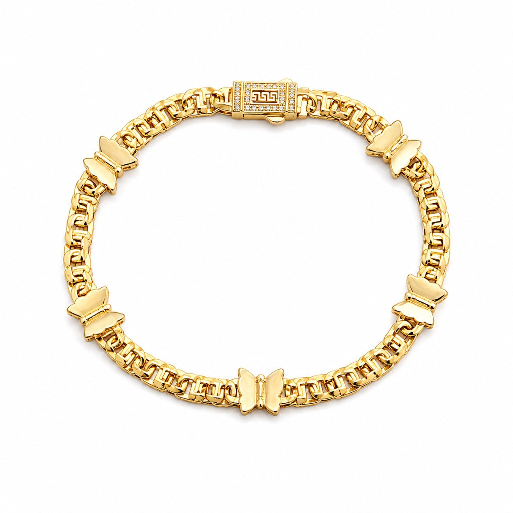14K BUTTERFLY CHINO BAR BRACELET Size 7.5INCH 5.5MM