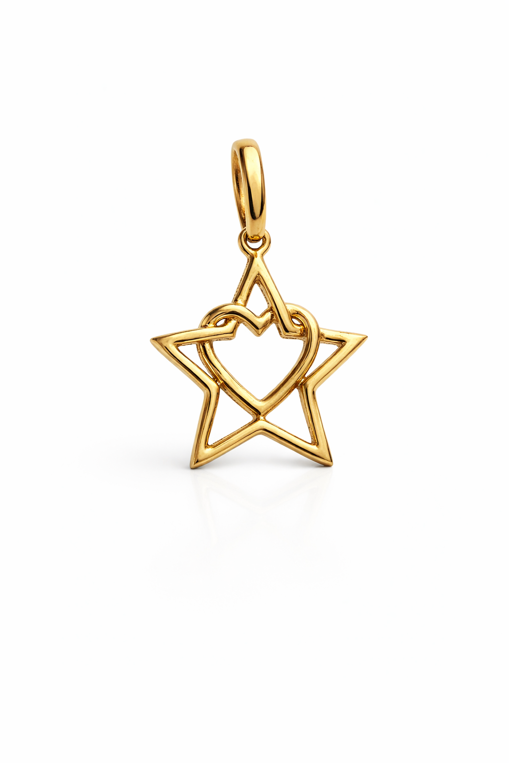 10KT STAR WITH HEART INSIDE NATURAL DIAMOND PENDANT Size SMALL Weigth 1GR