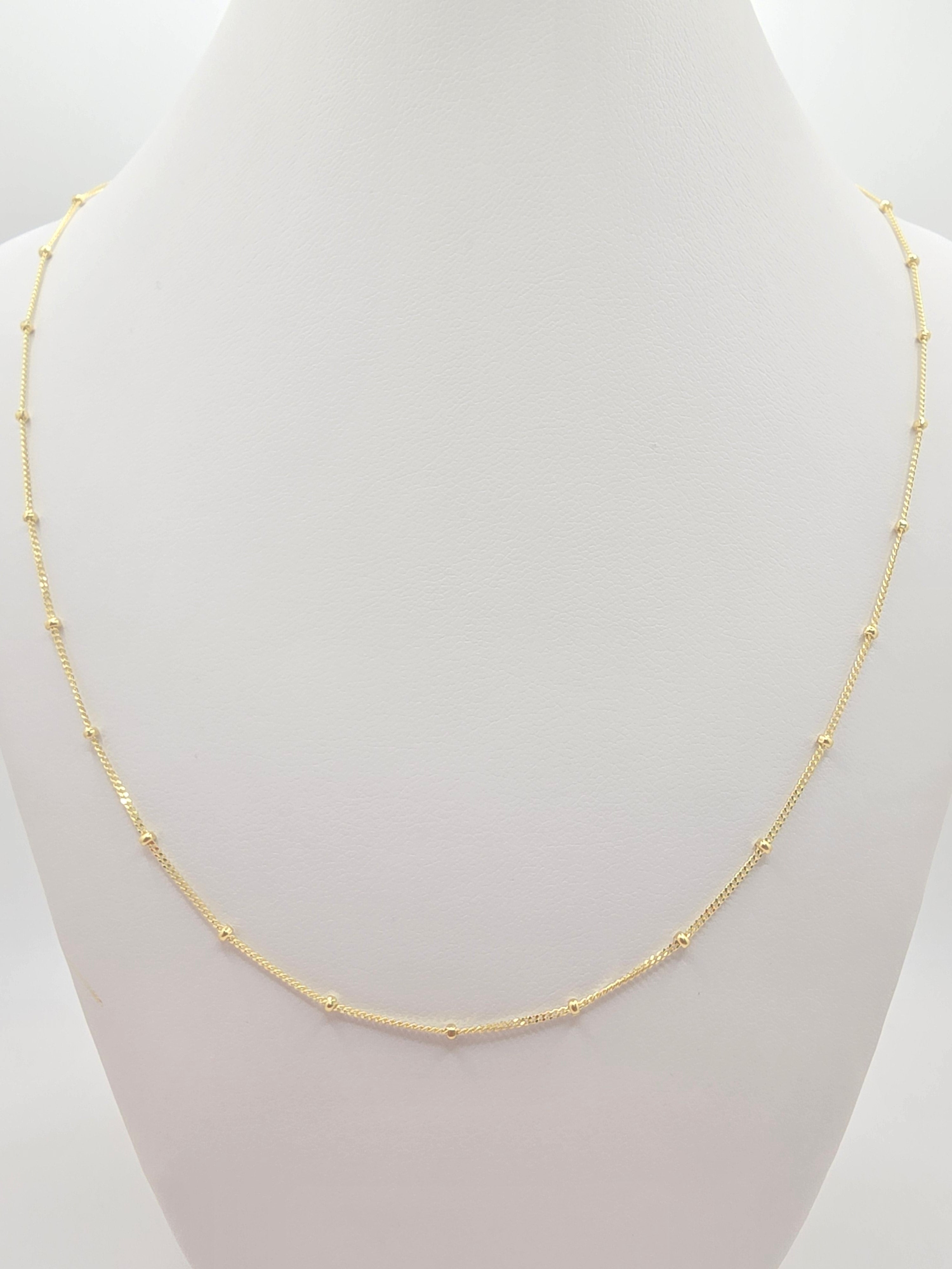 10KT BEAD CHAIN Size 16INCH Weight 1.8GR