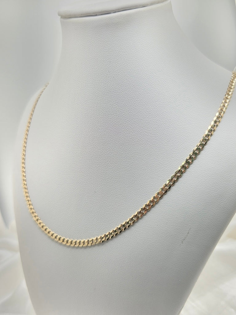 10KT SOLID CUBAN CURB FLAT CHAIN CLOSE LINK Size 18INCH 3.5MM Weight 6.2GR