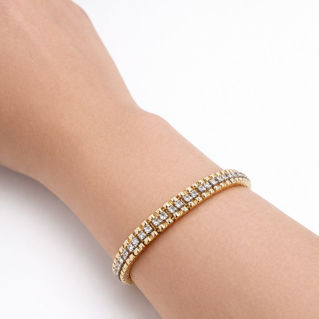 14KT YELLOW GOLD DIAMOND TENNIS BRACELET 6MM 7IN 18.7GRS