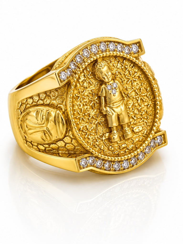 10KT EXOTIC ELEGGUA RING WITH BEAUTIFUL CZ DETAILS Size 10.5 Weight 12GR