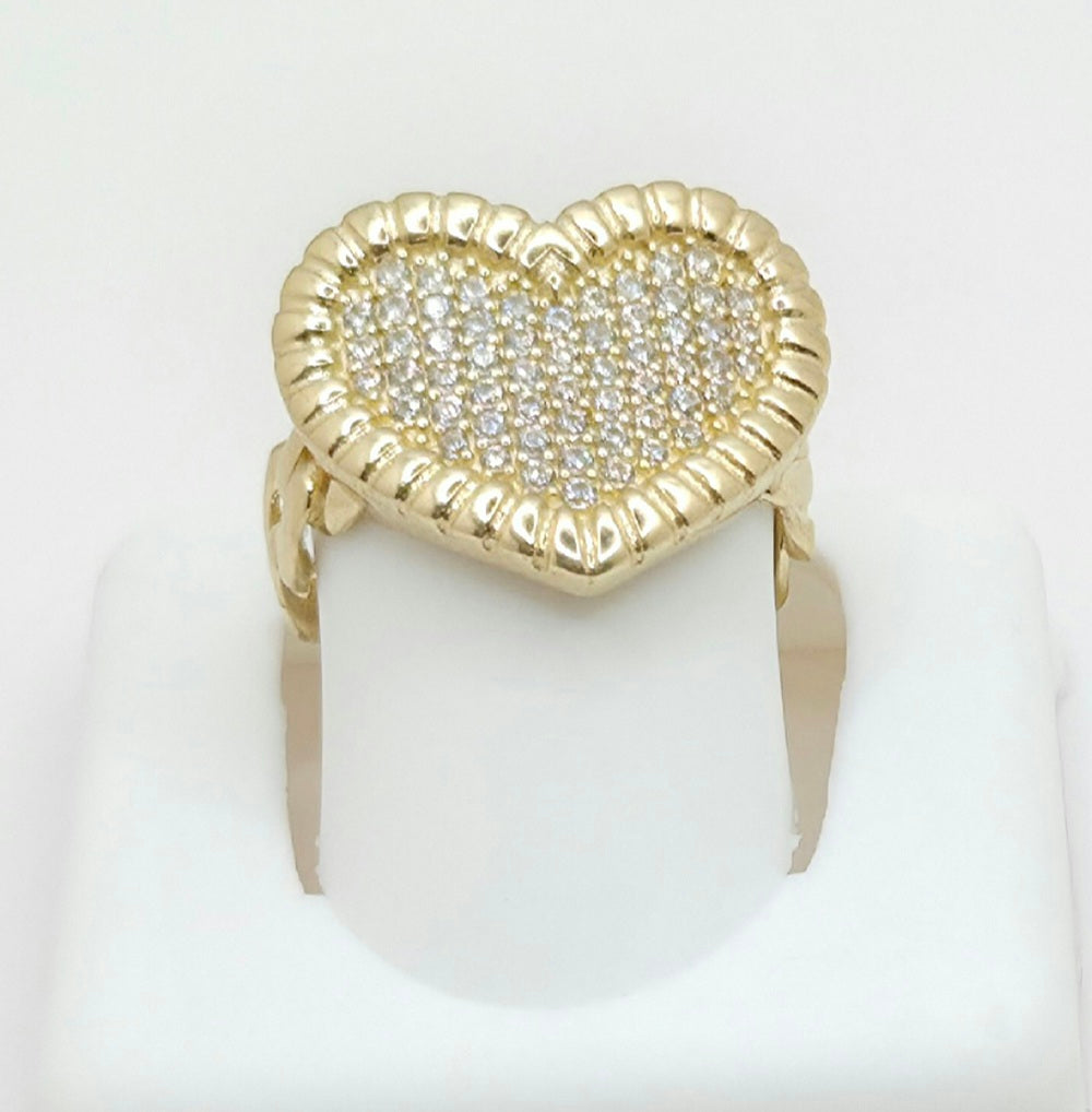 10KT ELEGANT CZ HEART RING Size 7 & 8 Weight 4.1GR