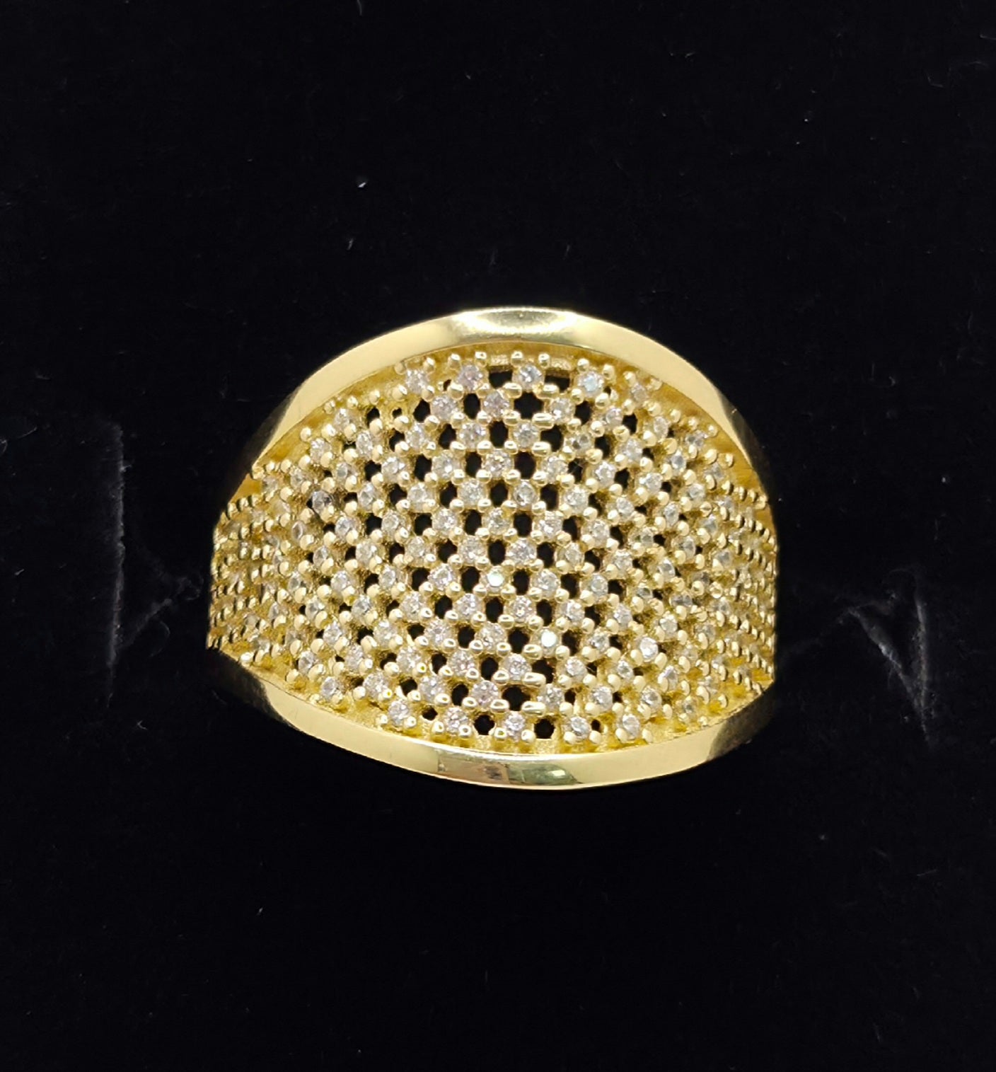 14KT CZ NET DESIGN RING Size 7 Weight 4.6GR