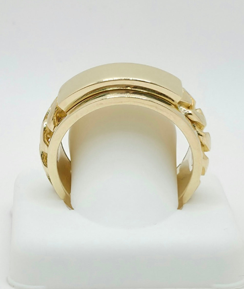 10KT CHAIN WITH PLATE DESIGN SPINNING RING Size 12.5 Weight 12.4GR