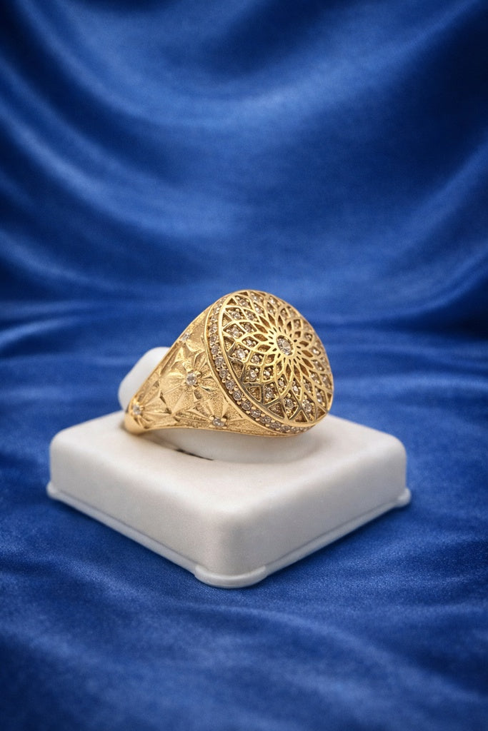 10KT ROUND SPIRAL DESIGN SMALL ROSETTA MAN'S RING Size 12 Weigth 4.7GR