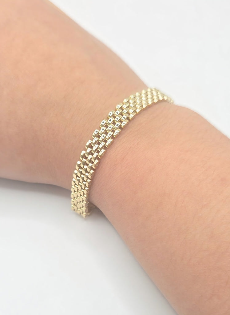 10KT MODERN CZ DETAILS WATCH BRACELET Size 7INCH 7MM Weigth 8GR