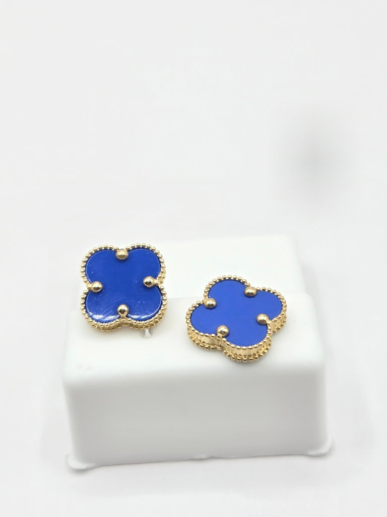 14KT LARGE ROYAL BLUE CLOVER EARRINGS Size LARGE Weigth 2GR