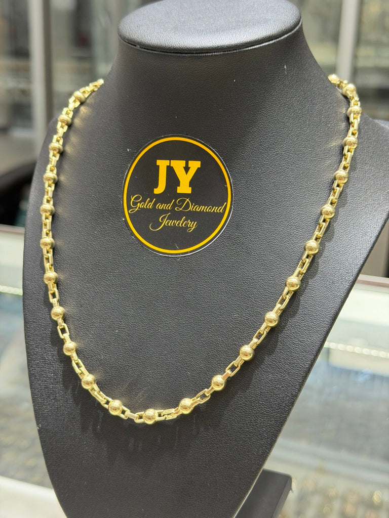 10KT MODERN PAPER CLIP-BEADS CHAIN Size 20INCH 6MM Weigth 16.4GR