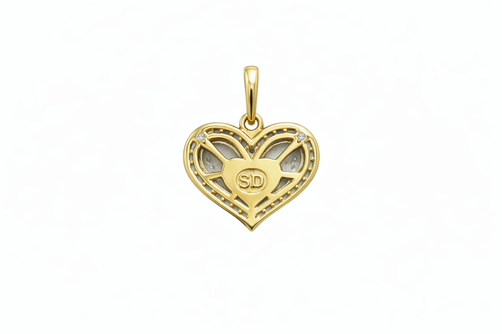 10KT DIAMOND HEART PENDANT Weigth 2.6GR