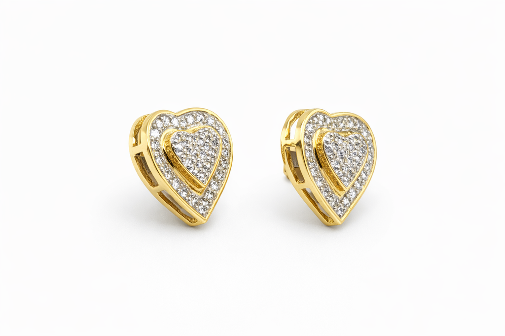 10KT HEART DIAMOND EARRINGS Size 0.18CT