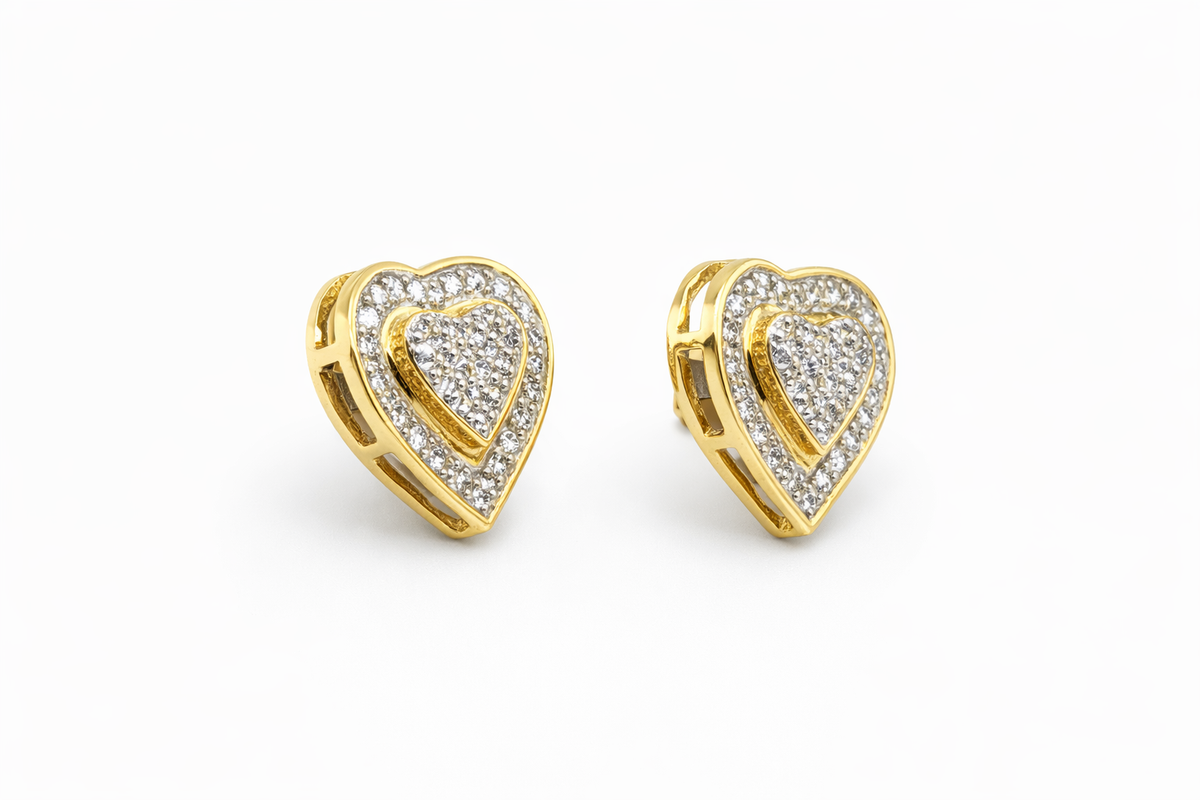 10KT HEART DIAMOND EARRINGS Size 0.18CT