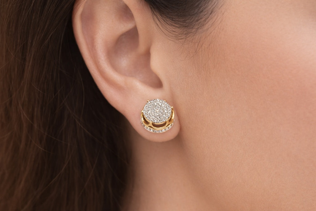 10KT SPECIAL OFEFR DIAMOND ROUND EARRINGS Size SMALL Weigth 1.7GR