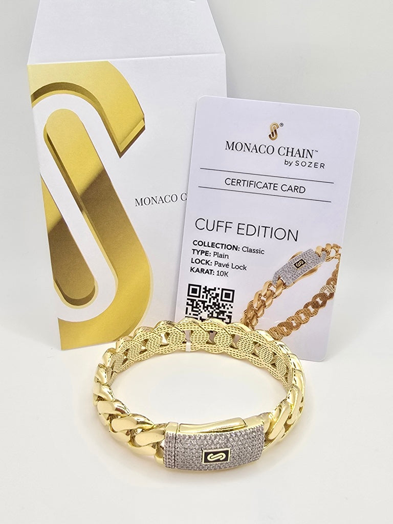 10KT CERTIFIED MONACO BANGLE CZ CLOSURE Size 13.5MM Weight 19.2GR