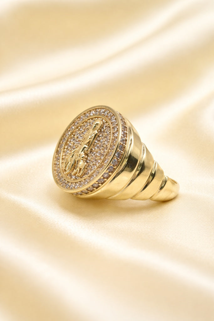 10KT ROUND CZ FRAME SAN LAZARO RING  Size 11.5 Weigth 7.2GR