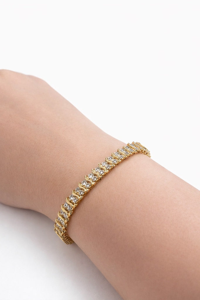 14KT ELEGANT AND DELICATE DIAMOND WOMAN'S BRACELET Size 7INCH Weight 12.5GR
