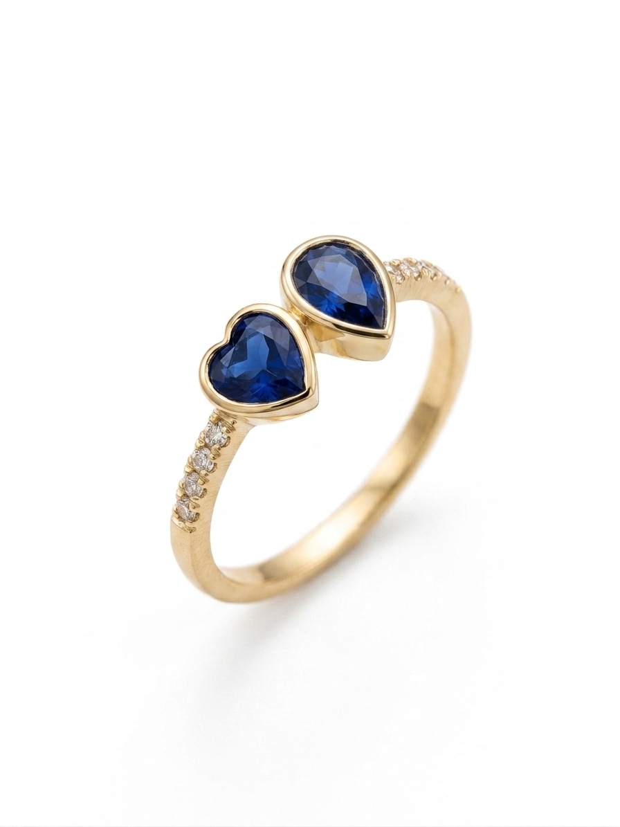 14K BLUE HEART RING Size 8