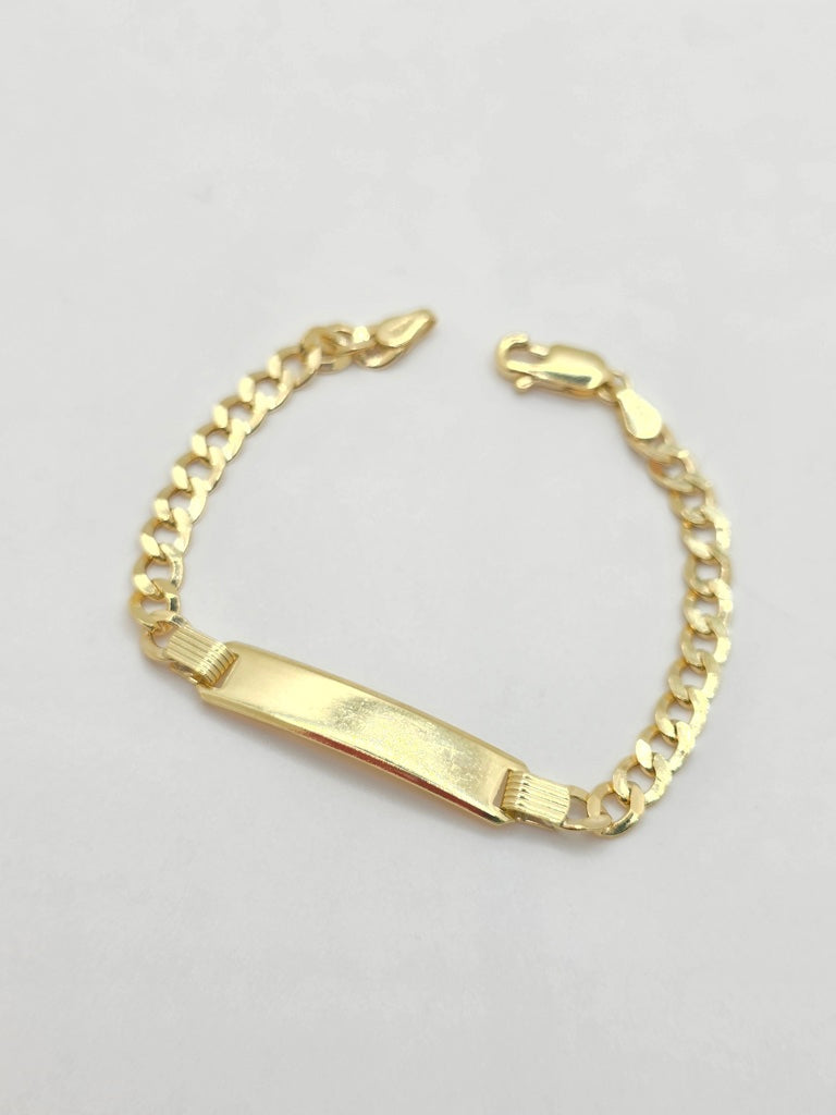 10KT BABY ID CUBAN CURB FLAT BRACELET Size 6INCH 4.5MM Weight 3.9GR