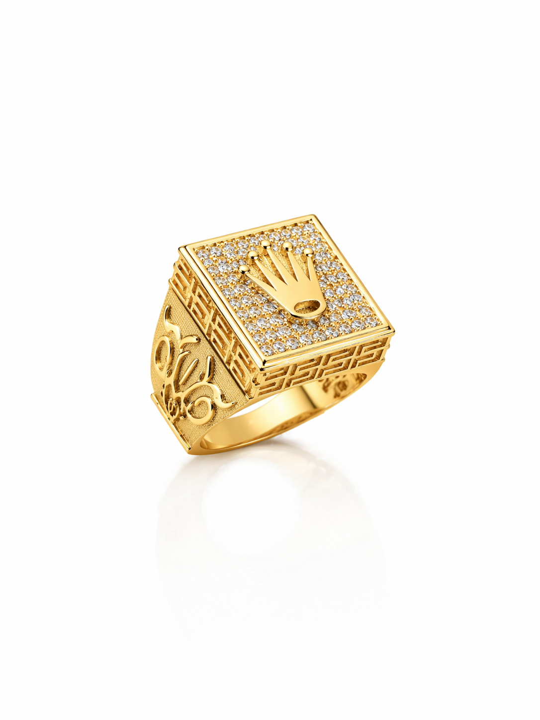 10KT MODERN DIAMOND CUT BACKGROUND SAN LAZARO SQUARE RING Size 11 Weigth 7GR