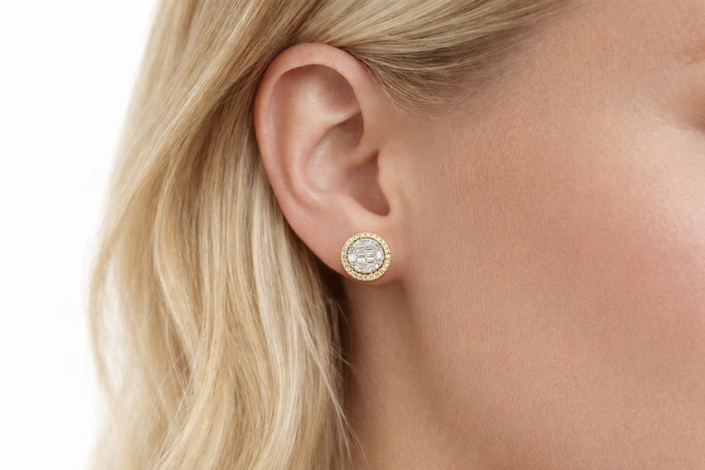 14KT ELEGANT ROUND NATURAL DIAMOND EARRINGS