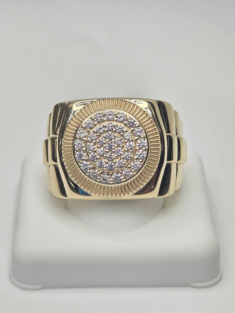 14KT CZ ROUND ELEGANT MAN'S RING Size 12 Weigth 10.4GR