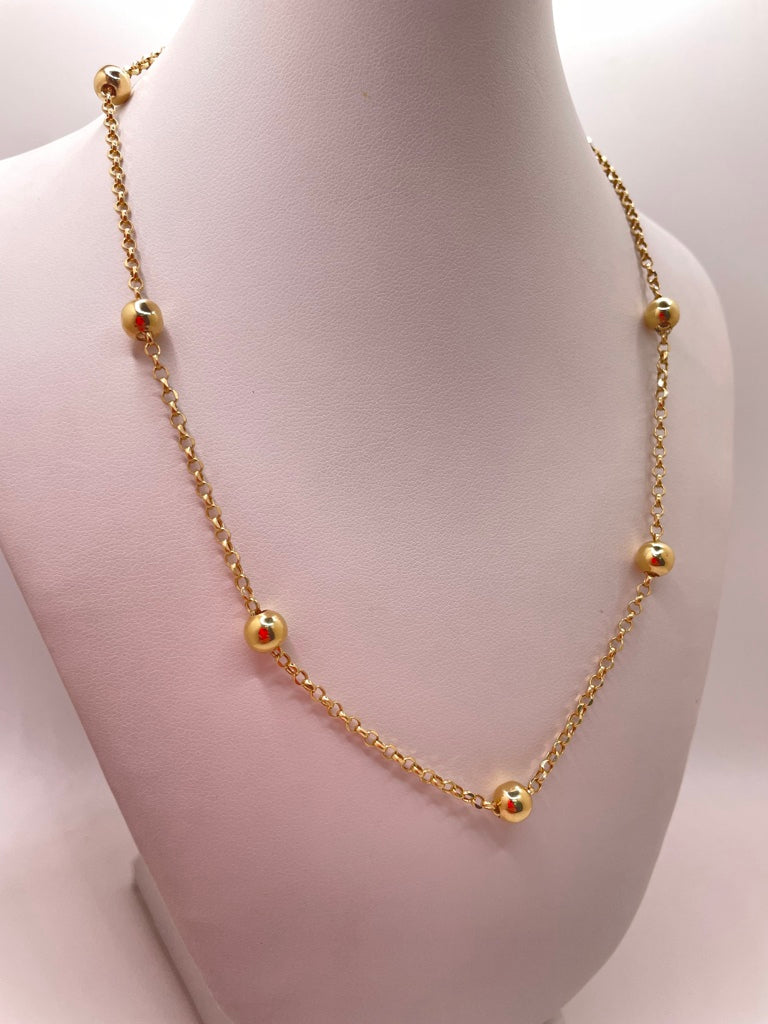 14KT GOLDEN BALLS CHAIN Size 16INCH 6MM Weigth 5.8GR