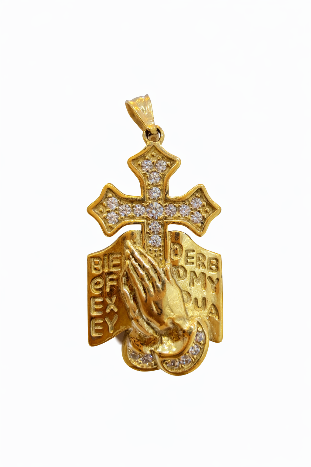 10KT PAYING HAND CROSS PENDANT Size SMALL Weigth 2.3GR