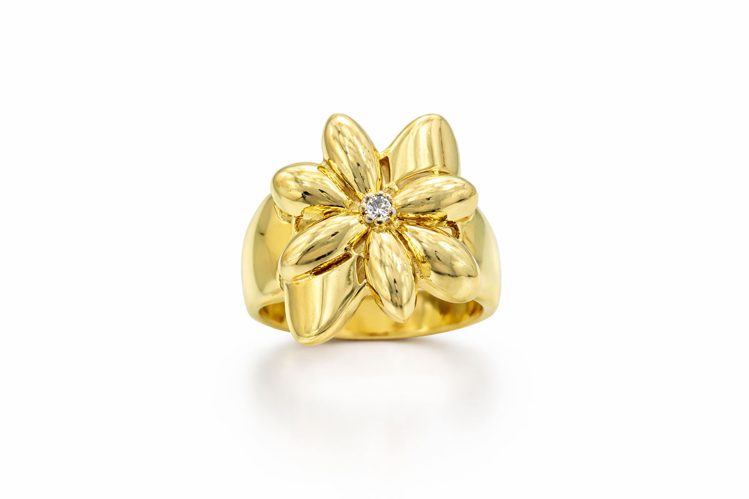 14KT MODERN INFLATED FLOWER RING Size 7 Weigth 3.5GR