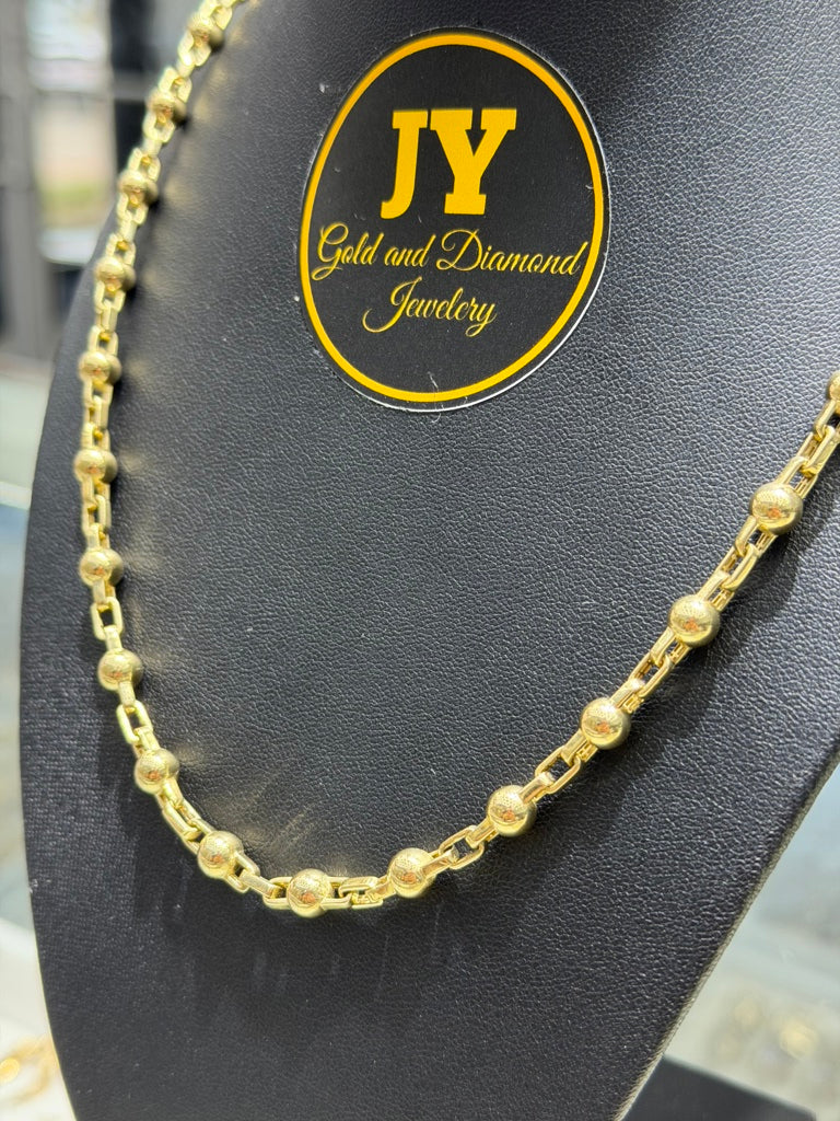 10KT MODERN PAPER CLIP-BEADS CHAIN Size 22INCH 6MM Weigth 18GR