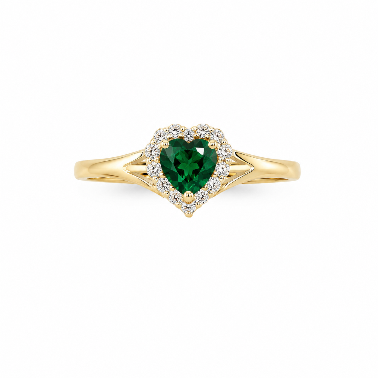 10K GREEN HEART STONE RING Size 8.5