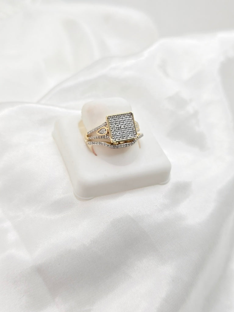10KT LARGE SQUARE STONE WOMEN'S DIAMOND ENGAGEMENT RING Size 7