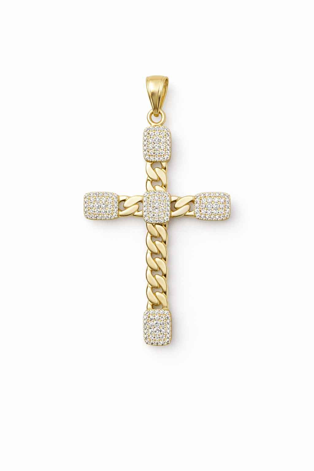 14KT CHAIN STYLE CZ CROSS PENDANT Weight 3.3GR