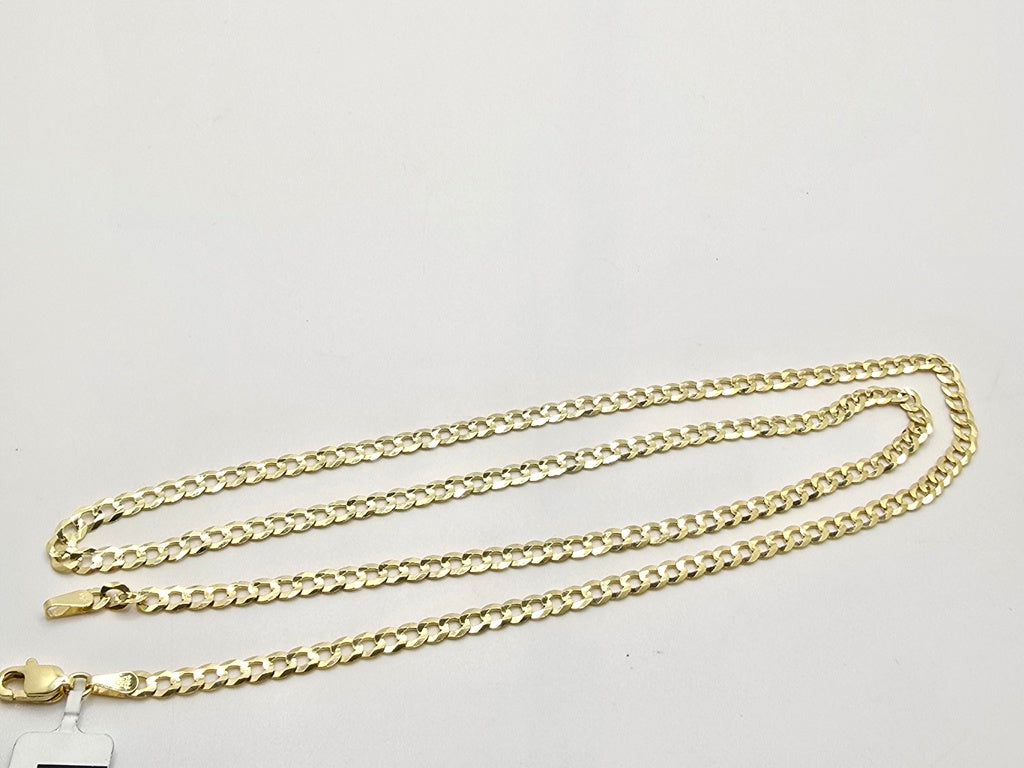 10KT SOLID CUBAN CURB FLAT CHAIN Size 20INCH 4MM Weight 6.4GR