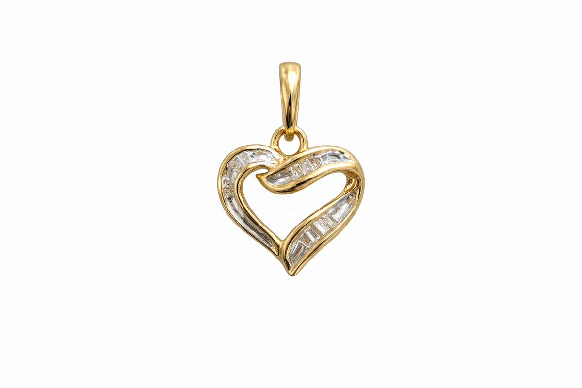 10KT DIAMOND HEART SILHOUETTE PENDANT Weigth 0.9GR