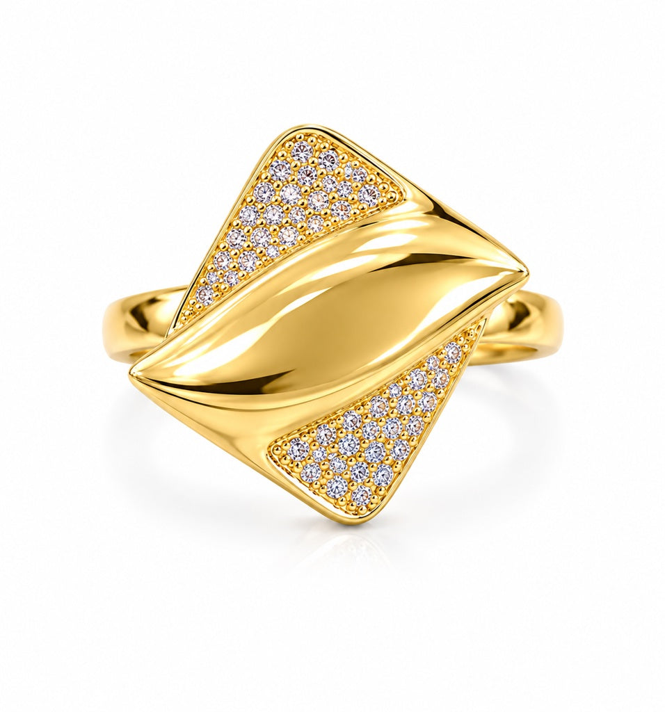 10K CZ PUFFY ABSTRACT RING Size 8