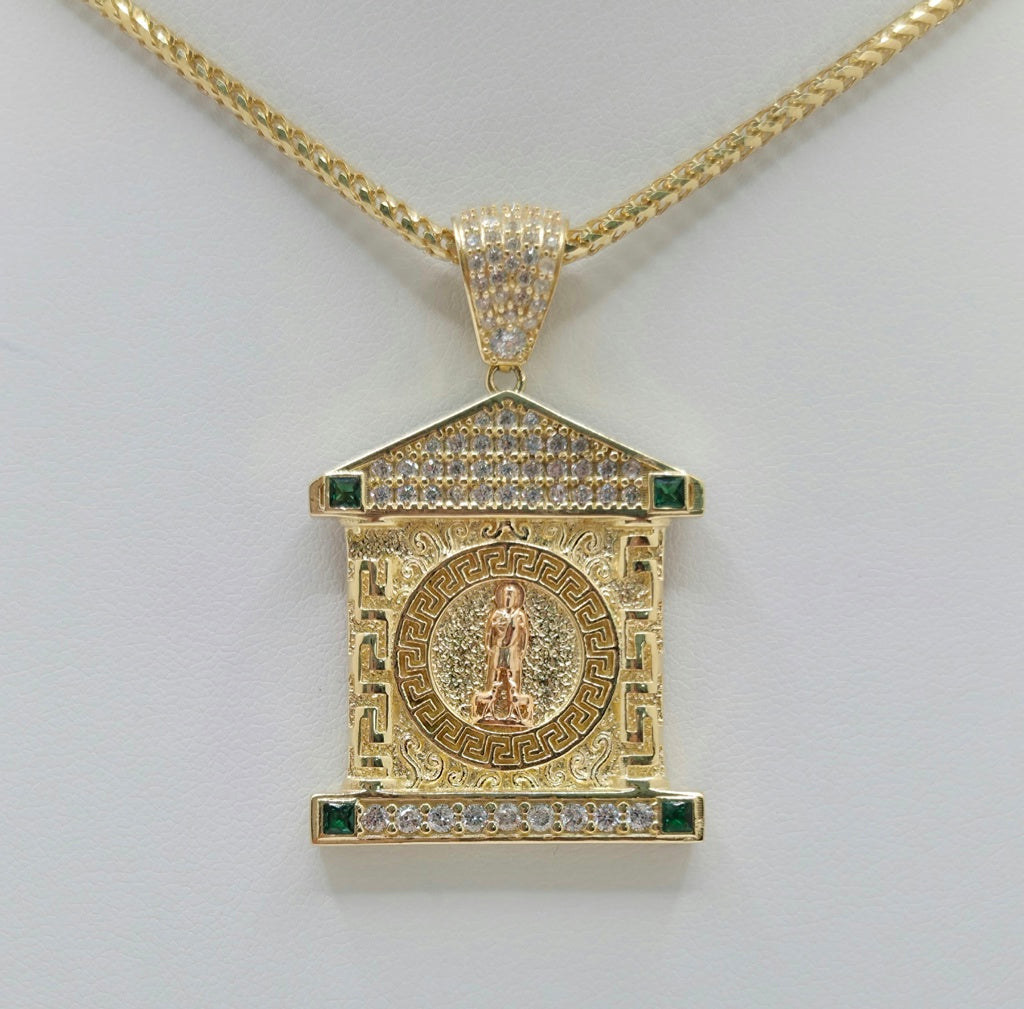 14KT CZ HOUSE STYLE SAN LAZARO PENDANT Weight 8.7GR