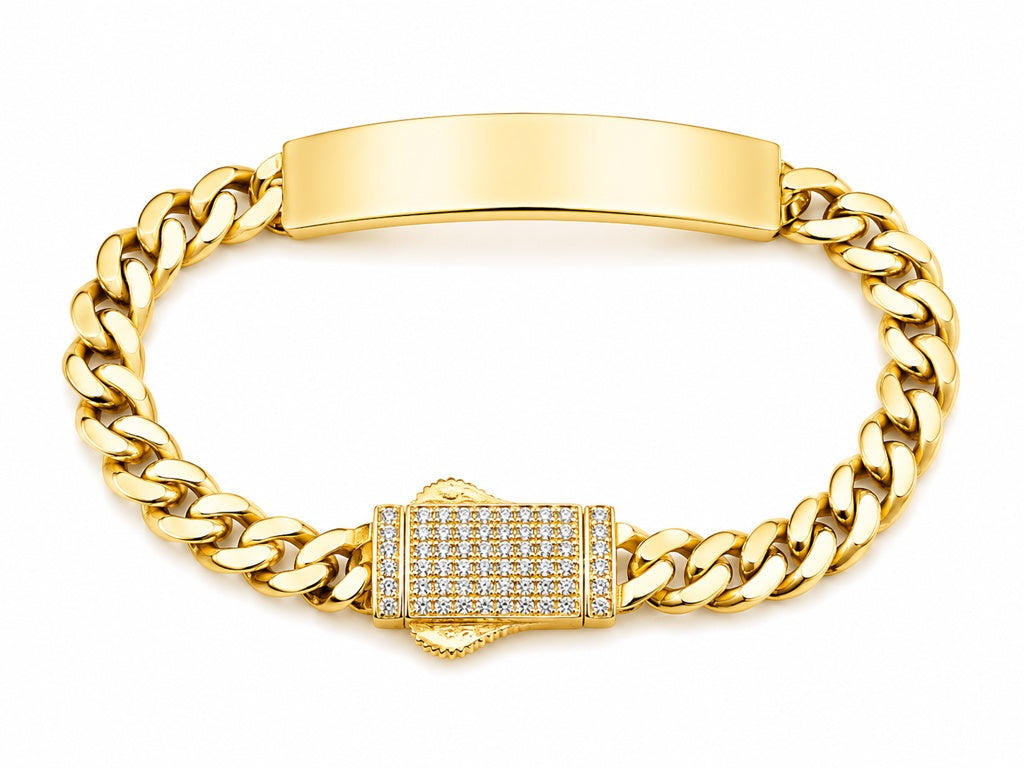 14K PLAIN 7 MM PLATE MONACO BRACELET Size 7INCH 6MM
