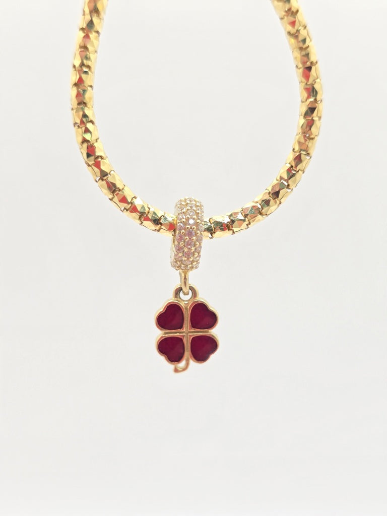 10KT RED CLOVER CHARM  Weight 1.6GR