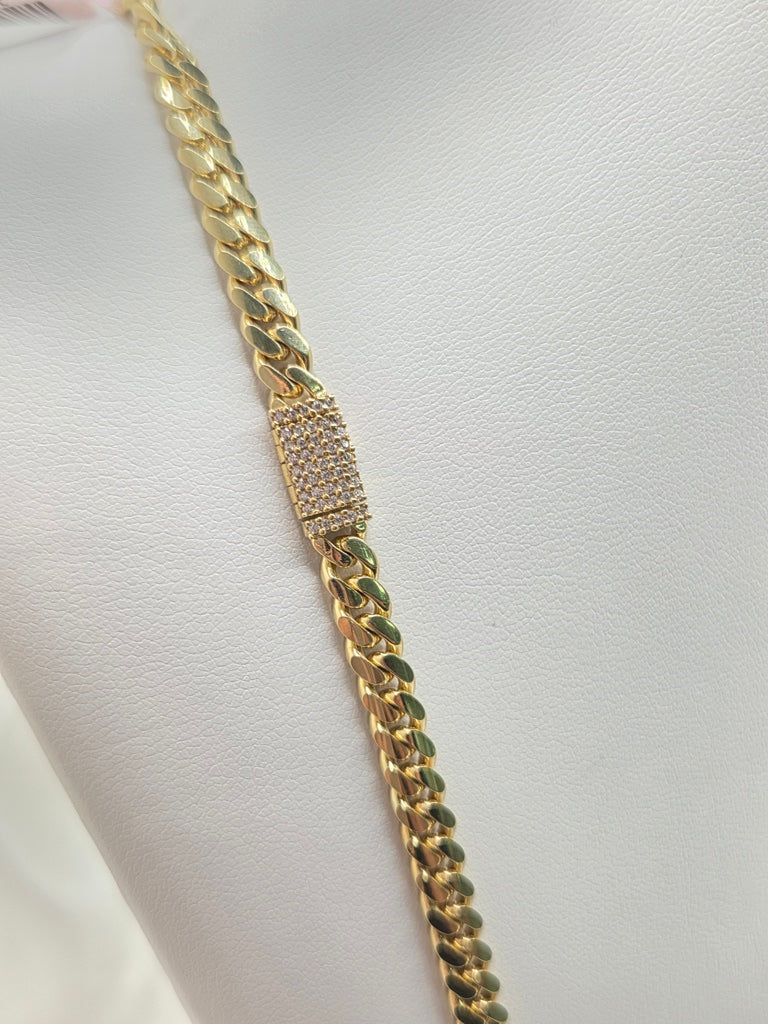10KT SOLID MIAMI CUBAN CHAIN CZ LOCK Size 26INCH 7MM Weight 80.3GR