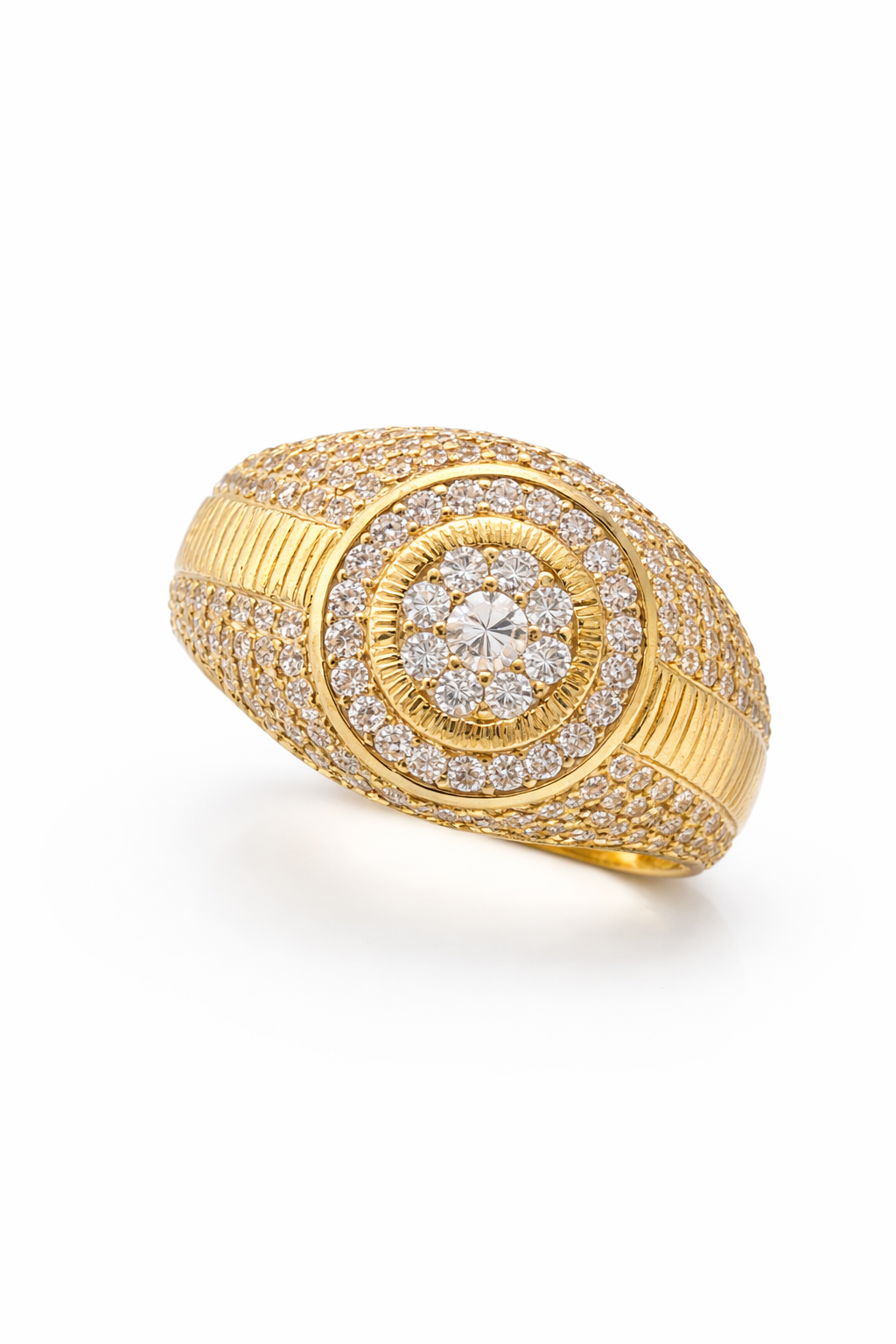 14KT SPECIAL OFEFR ELEGANT CZ ROUND RING Size 11 Weigth 12.5GR