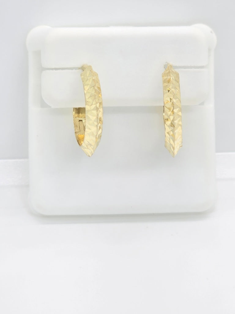10K DIAMOND CUT EDGE HOOP EARRINGS SMALL 2