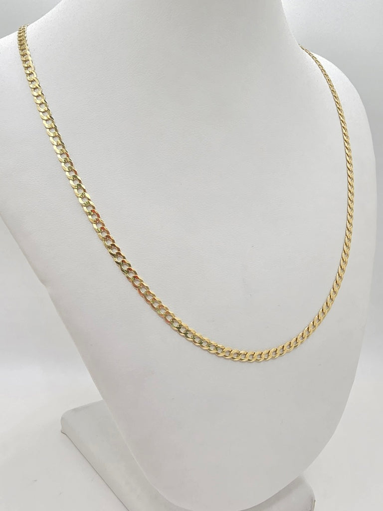 14KT SOLID CUBAN CURB FLAT CHAIN Size 18INCH 3.5MM Weight 5.5GR.